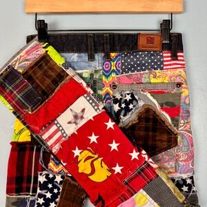 Biepa Jeans Women's 28 Patchwork Denim Jeans Pants Americana Patriotic Hip Hop